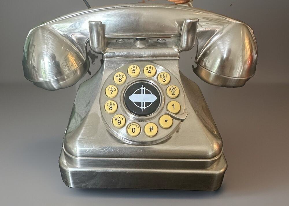 Pottery Barn Crosley Kettle Classic Desk Phone Brushed Chrome Finish #S9045